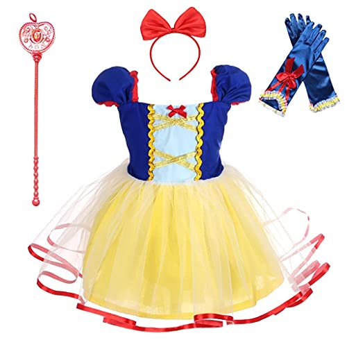 Lito Angels Disfraz de Princesa Blancanieves con Accesorios para Bebé Niñas Vestido de Fiesta de Cumpleaños Halloween Carnaval Falda de Tul Ropa de Verano Casual Talla 12-18 Meses 102