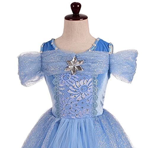 Lito Angels Disfraz de Princesa Cenicienta con Corona y Accesorios para Niña, Vestido de Fiesta de Cumpleaños, Talla 2 años, Azul