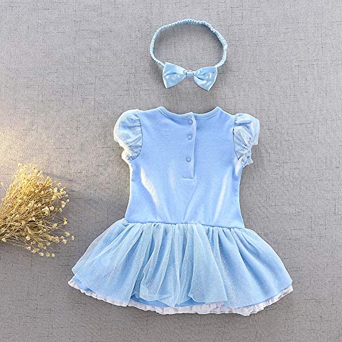 Lito Angels Disfraz de Princesa Cenicienta para Bebé Niñas Body Mono Mamelucos Onesie Vestido de Fiesta Halloween Cumpleaños con Diadema Talla 3-6 Meses