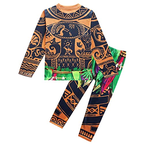 Lito Angels Disfraz de Vaiana Maui para Niños, Ropa Casual Sudadera y Pantalón Pijamas Dos Piezas, Talla 2-3 años, B