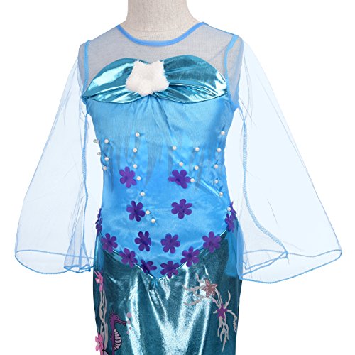 Lito Angels Disfraz Princesa Sirena para Niñas, Vestido Fiesta de Cumpleaños Halloween Talla 4 años, Azul