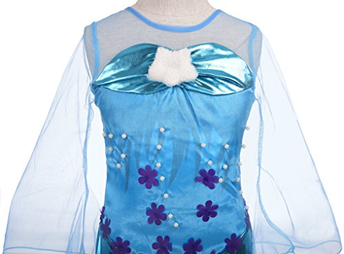 Lito Angels Disfraz Princesa Sirena para Niñas, Vestido Fiesta de Cumpleaños Halloween Talla 4 años, Azul