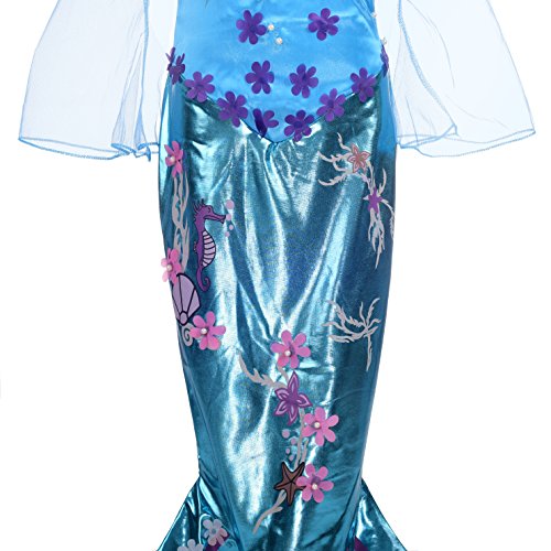 Lito Angels Disfraz Princesa Sirena para Niñas, Vestido Fiesta de Cumpleaños Halloween Talla 4 años, Azul