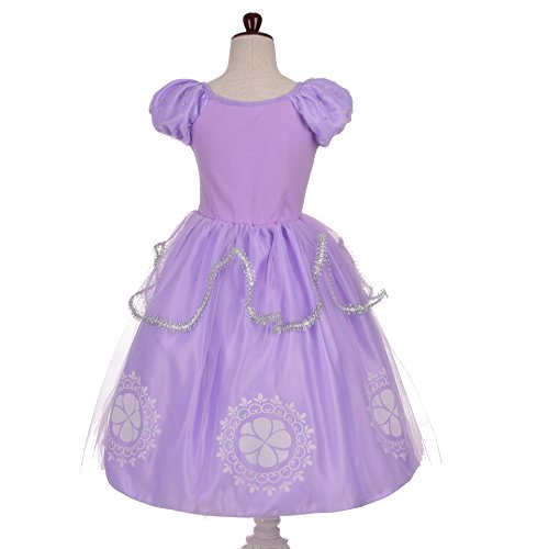 Lito Angels Disfraz Princesa Sofia para Niñas, Vestido de Fiesta de Cumpleaños, Talla 6-7 años, Morado