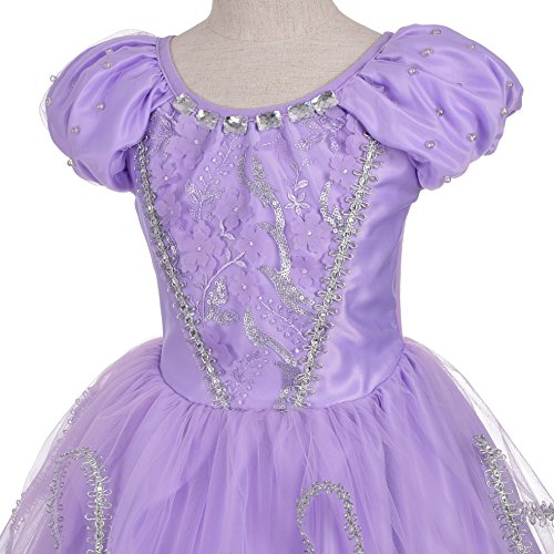 Lito Angels Disfraz Princesa Sofia para Niñas, Vestido de Fiesta de Cumpleaños, Talla 6-7 años, Morado