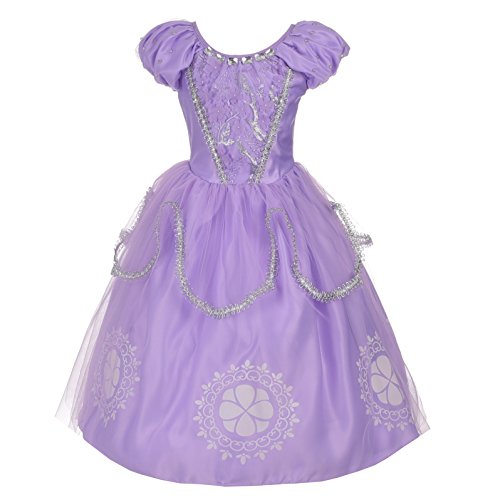 Lito Angels Disfraz Princesa Sofia para Niñas, Vestido de Fiesta de Cumpleaños, Talla 6-7 años, Morado