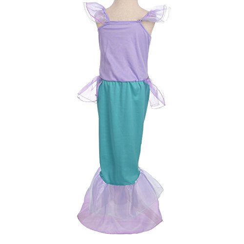 Lito Angels Disfraz Sirenita Vestido Sirena Princesa Ariel para Niñas, Talla 5-6 años, Púrpura