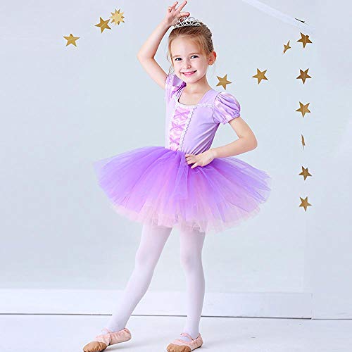 Lito Angels Disfraz Vestido Tutu Princesa Rapunzel Bailarina de Ballet para Niñas Pequeñas, Maillot de Danza Baile con Falda, Talla 3-4 años, Morado