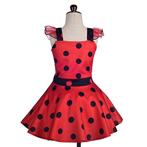 Lito Angels Vestido de Ladybug con Accesorios para Bebé Niña Disfraz de Mariquita de Halloween Fiesta de Cumpleaños Carnaval Festival Falda de Lunares Rojo Talla 12 a 24 Meses