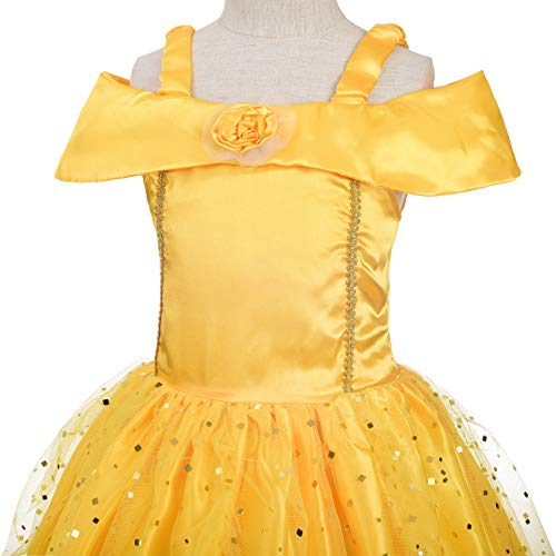 Lito Angels Vestido de Princesa Bella para Niñas Disfraz la Bella y la Bestia de Carnaval Fiesta Cumpleaños Halloween Festival Talla 2-3 Años 229