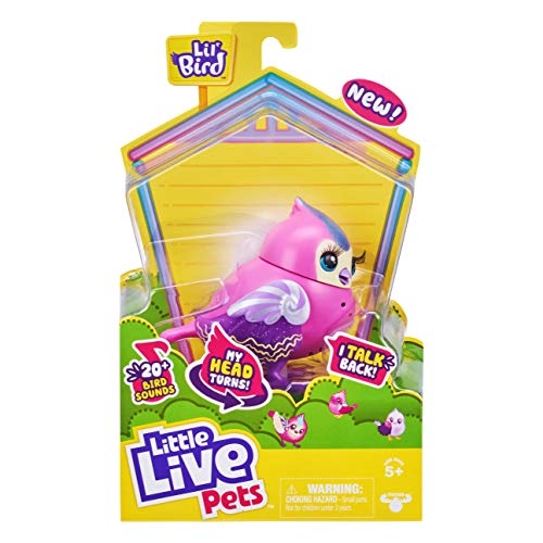 Little Live Pets Lil Candi Sweet 26030 - Pack Individual de pájaro con Cabeza móvil (más de 20 Sonidos de Aves, reacciona al Tocar)