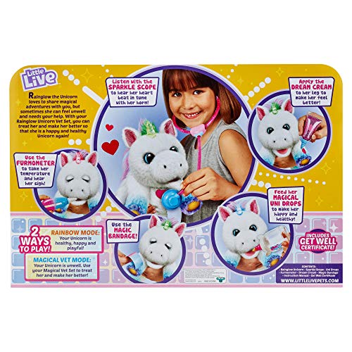 Little Live Pets Unicorn Vet Set Little Live Rainglow-Juego de Veterinario de Unicornio, Color. (Moose 28863)