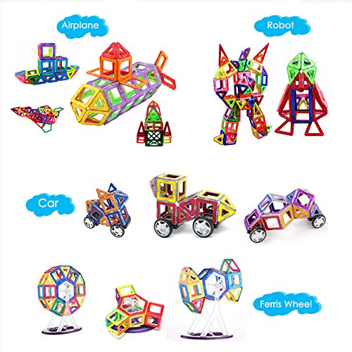 LIVEHITOP Bloques de Construcción Magnéticos 109 Piezas Set, Magnéticas Juegos de Construcción Educativos Creativos DIY Juguetes Regalo día del niño pour Niños y Niñas con Rueda de Fortuna