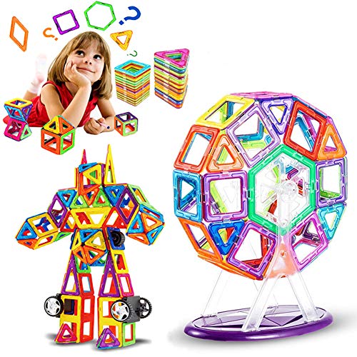 LIVEHITOP Bloques de Construcción Magnéticos 109 Piezas Set, Magnéticas Juegos de Construcción Educativos Creativos DIY Juguetes Regalo día del niño pour Niños y Niñas con Rueda de Fortuna