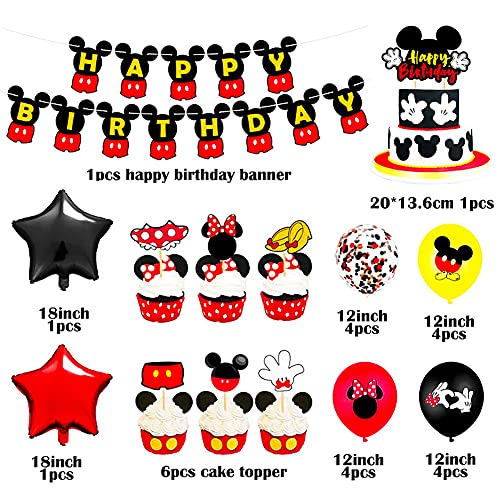 LLMZ Kit de Cumpleaños de Mickey Mouse Suministros de Fiesta de Minnie Mickey Decoraciones De Fiesta Temáticas De Minnie Para Fiestas, Cumpleaños, Baby Showers