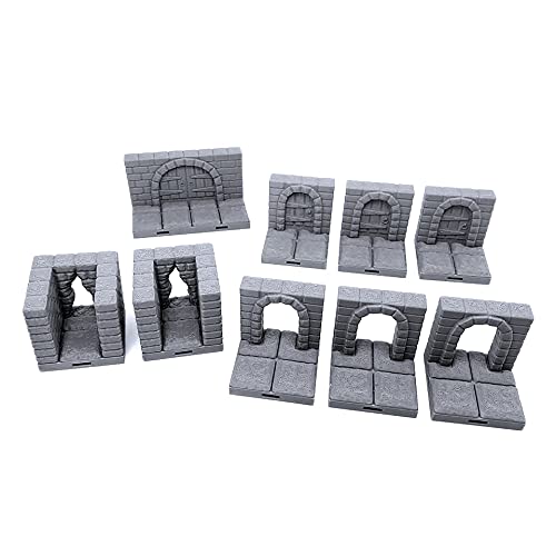 Lock Dungeon Tiles - Juego de rol para Puertas y entradas, paisajes de Terreno de 28 mm en Miniatura Juego de rol, Impreso en 3D, se Puede Pintar EnderToys