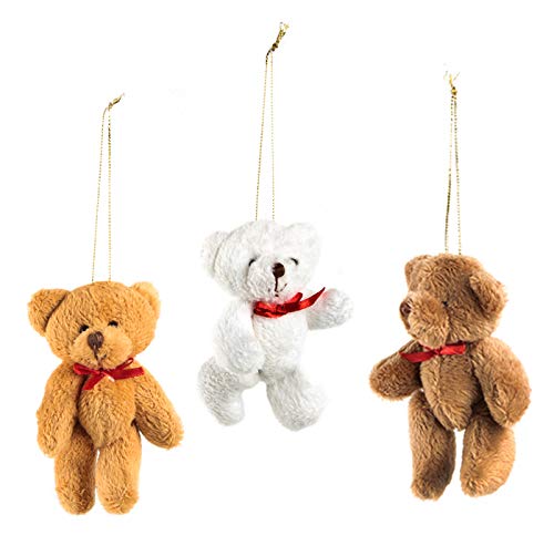 Logbuch-Verlag 3 mini ositos colgantes marrón y blanco – Oso de peluche con cuerda de 9 cm – pequeño regalo amuleto de la suerte para niños