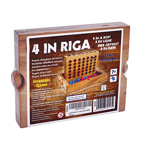 Logica Juegos Art. Conecta 4 L - Juego de Mesa de Madera Fina - Juego de Estrategia para 2 Jugadores - Caja Plegable - Versión de Viaje