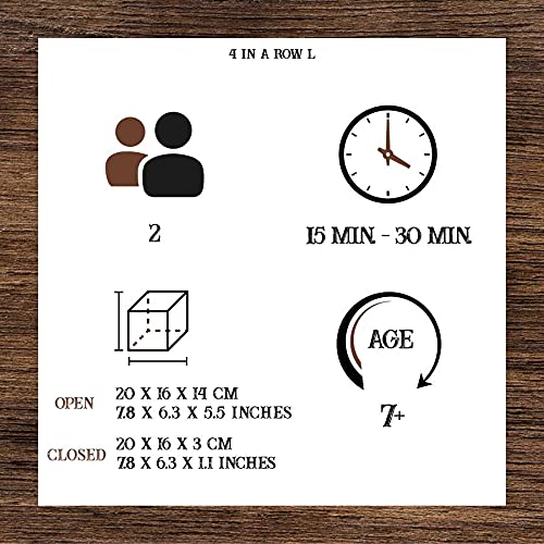 Logica Juegos Art. Conecta 4 L - Juego de Mesa de Madera Fina - Juego de Estrategia para 2 Jugadores - Caja Plegable - Versión de Viaje