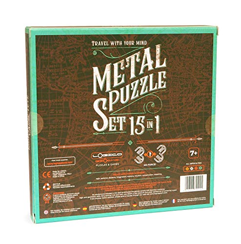 Logica Juegos Art. Set De Metal 15 en 1 Azul - Rompecabezas De Metal - Juegos De Ingenio - Set De Puzzles Inteligentes - Todos Los Niveles De Dificultad