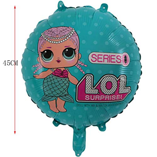 LOL Merbaby Sorpresa Muñeca Globo Globo para Baby Shower Fiesta de Cumpleaños de Cumpleaños Suministros de Decoración Regalo de los Niños Paquete de 4