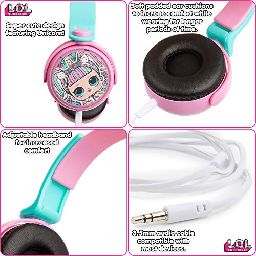 L.O.L. Surprise! Auriculares Diadema para Niñas, Cascos De Música Infantiles, Auriculares Rosa con Cable