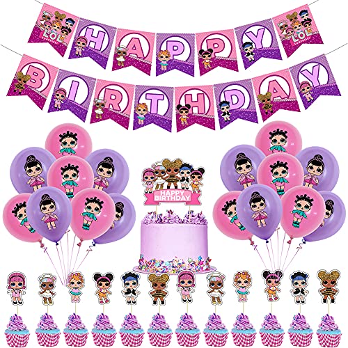 LOL surprise dolls Latex Ballon, Decoraciones de Cumpleaños de LOL,FNDE Adornos para Pastel de Juegos para niños adultos Decoraciones de Fiesta temática Fiesta Suministros Decoraciones