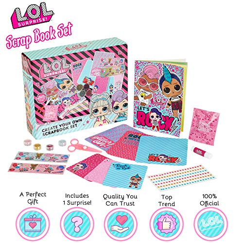 L.O.L. Surprise! Kit Manualidades Niños Scrapbooking, Incluye Pegatinas Album Scrapbook Purpurina y Pegamento, Actividades Creativas Regalos Originales para Niños y Niñas