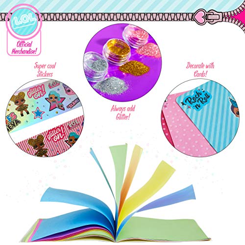 L.O.L. Surprise! Kit Manualidades Niños Scrapbooking, Incluye Pegatinas Album Scrapbook Purpurina y Pegamento, Actividades Creativas Regalos Originales para Niños y Niñas