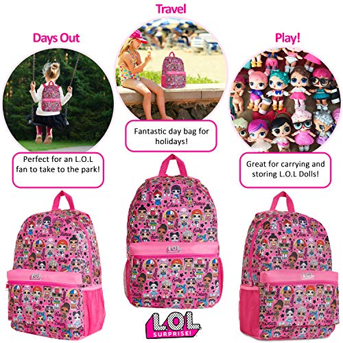 L.O.L. Surprise! Mochila Niña Rosa con Muñecas LOL OMG, Mochilas Escolares Juveniles, Bolsa Infantil Guarderia, Accesorios Escolares LOL, Regalos para Niñas