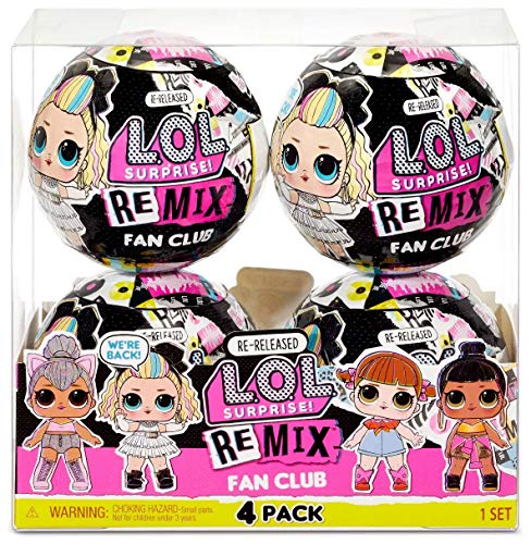 L.O.L. Surprise! Remix Fan Club 4 Pack – 4 Re-Released Dolls Each with 7 Surprises