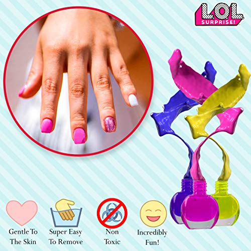 L.O.L. Surprise! Set Esmalte Uñas para Niñas, Kit de Uñas de Las Muñecas LOL, 18 Pintauñas Niñas Lavable con Agua, Regalos para Niñas 5+