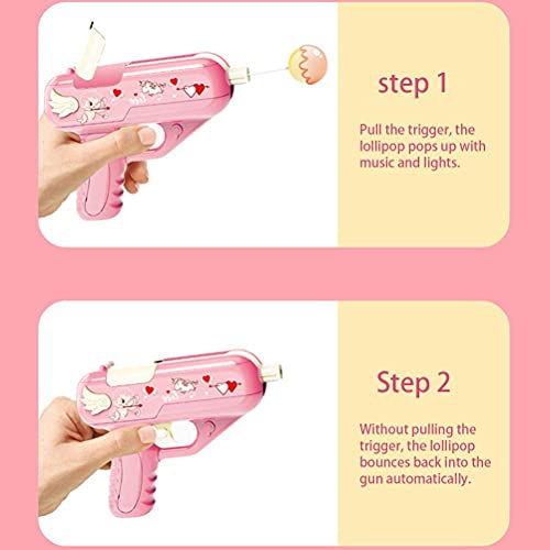 Lollipop Gun Candy Gun Toy, juguete de almacenamiento de piruletas para niños, juguete de lanzamiento de piruletas sorpresa para video de pistola TIK Tok, ideas creativas,con luz y sonido (rosa)