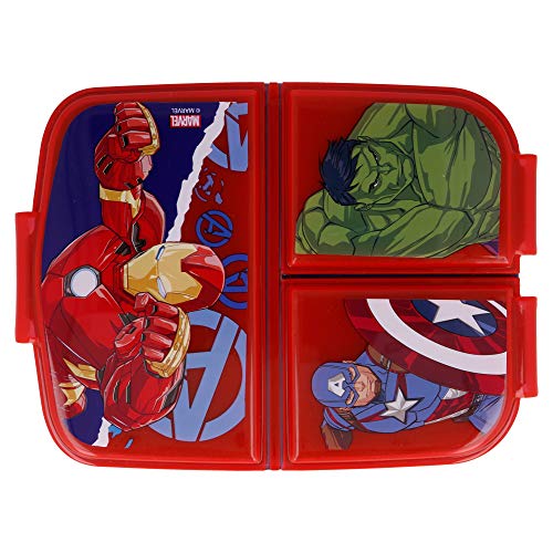 LOS VENGADORES - AVENGERS |Caja de Almuerzo con 3 Compartimentos - Fiambrera Infantil para colegio - lonchera para niños