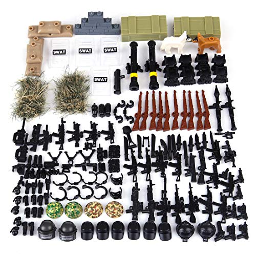 LOSGO Juguete Militar Kit de Casco y Arma para Figuras de Soldados Policía SWAT, Compatible con Lego