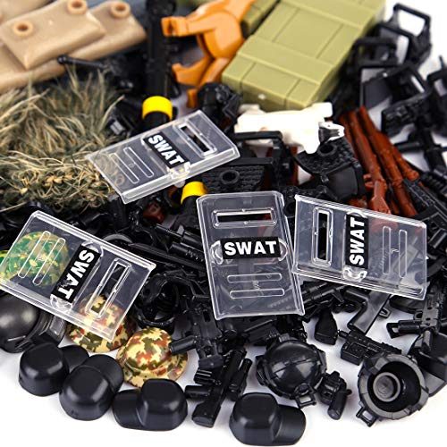 LOSGO Juguete Militar Kit de Casco y Arma para Figuras de Soldados Policía SWAT, Compatible con Lego