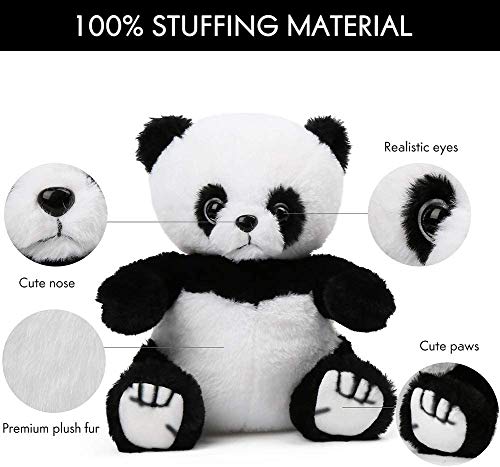 LotFancy Animales de Peluche de Panda de 8 Pulgadas (Altura 22cm) , Peluche de Panda de Peluche Suave, Juguetes de Peluche de Animales de Peluche para Niños Regalo para el Día de Cumpleaños