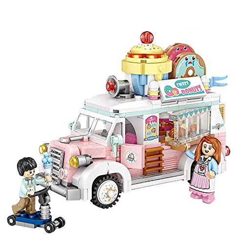 LOZ Building Blocks Educational Toy Mini Food Van City Ice Cream Van with Scooter Creative Building Blocks Set Construction Toys for Girls Boys and Adults