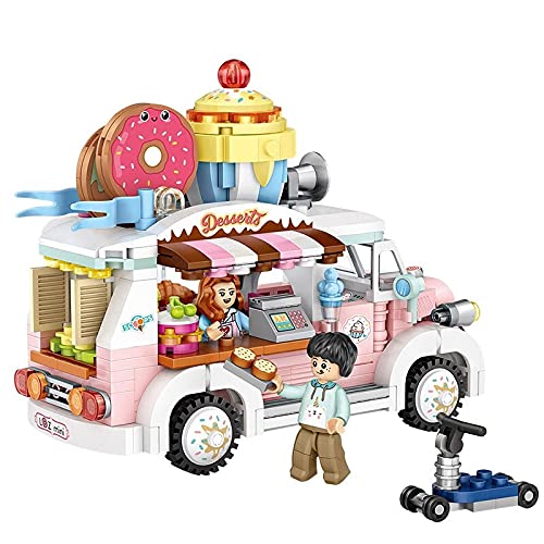 LOZ Building Blocks Educational Toy Mini Food Van City Ice Cream Van with Scooter Creative Building Blocks Set Construction Toys for Girls Boys and Adults