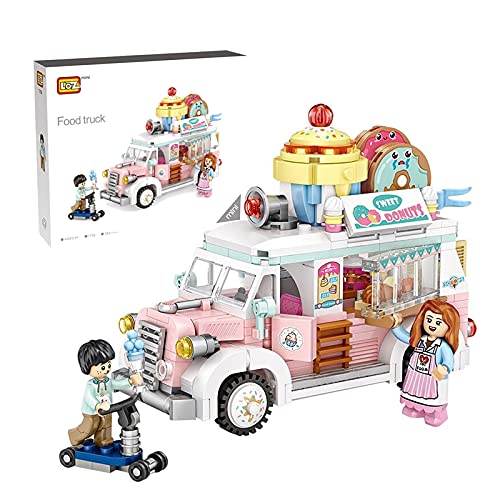 LOZ Building Blocks Educational Toy Mini Food Van City Ice Cream Van with Scooter Creative Building Blocks Set Construction Toys for Girls Boys and Adults