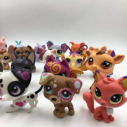 LPS 10 Piezas/Set Pet Shop Juguetes,Tienda de Mascotas Juguete 3-6cm niños Juguetes para niños Regalo LPS Cat Pet Shop Mini Figuras Juguetes Animal Gato Perro pájaro Figuras de acción