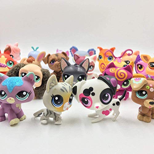 LPS 10 Piezas/Set Pet Shop Juguetes,Tienda de Mascotas Juguete 3-6cm niños Juguetes para niños Regalo LPS Cat Pet Shop Mini Figuras Juguetes Animal Gato Perro pájaro Figuras de acción