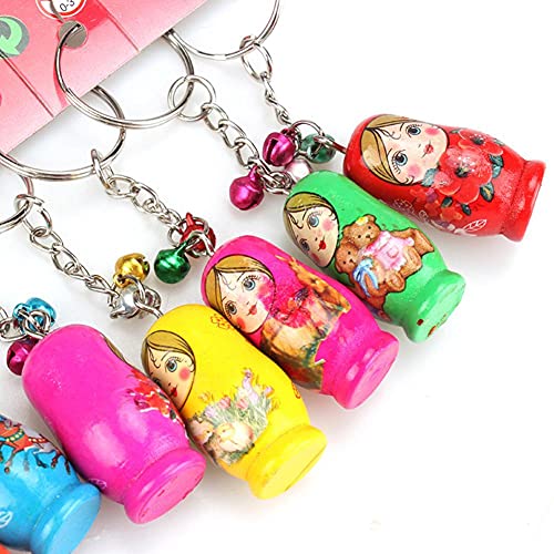 LUAN Matrioska 12 unids/Set Russing Nesting Dolls Key Ring Babushka Matryoshka Figurines Kids Toy Funny Car Bag Colgante Llavero Decoración Accesorio Muñecas Rusas Matrioska (Color : Random Color)