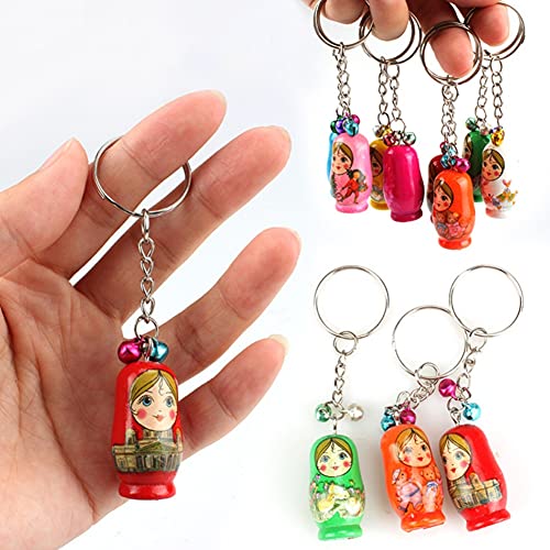 LUAN Matrioska 12 unids/Set Russing Nesting Dolls Key Ring Babushka Matryoshka Figurines Kids Toy Funny Car Bag Colgante Llavero Decoración Accesorio Muñecas Rusas Matrioska (Color : Random Color)