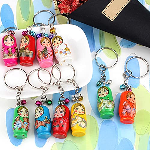 LUAN Matrioska 12 unids/Set Russing Nesting Dolls Key Ring Babushka Matryoshka Figurines Kids Toy Funny Car Bag Colgante Llavero Decoración Accesorio Muñecas Rusas Matrioska (Color : Random Color)