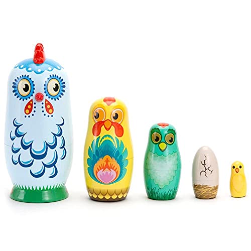 LUAN Matrioska 5 unids/Set Russian Animal Chicken Nesting Dolls Matryoshka Kids Toy Decoración para el hogar Padre-niño Juego de Regalo de Juguete Interactivo para niños Muñecas Rusas Matrioska