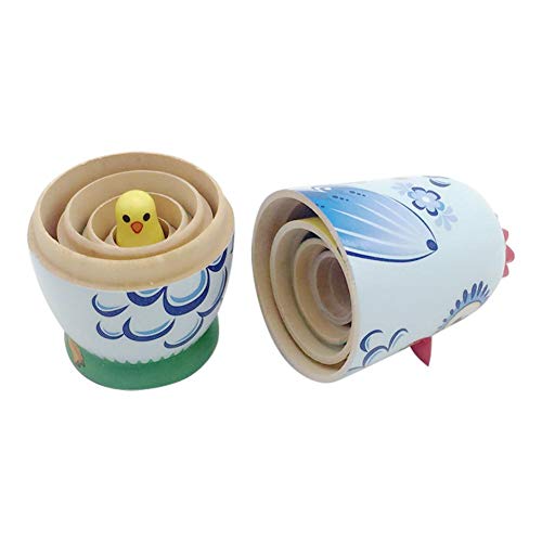 LUAN Matrioska 5 unids/Set Russian Animal Chicken Nesting Dolls Matryoshka Kids Toy Decoración para el hogar Padre-niño Juego de Regalo de Juguete Interactivo para niños Muñecas Rusas Matrioska