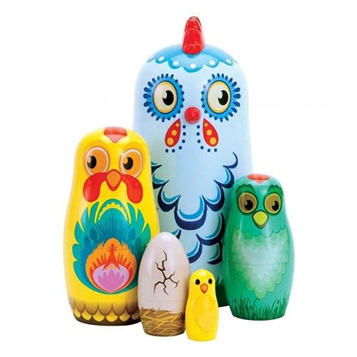 LUAN Matrioska 5 unids/Set Russian Animal Chicken Nesting Dolls Matryoshka Kids Toy Decoración para el hogar Padre-niño Juego de Regalo de Juguete Interactivo para niños Muñecas Rusas Matrioska