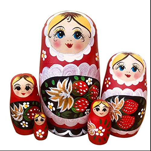 LUAN Matrioska Matryoshka Stacking Nesting Set Niños Hecho a Mano Juguetes Kids Room Halloween Wishes Gift Newing Dolls Muñecas Rusas Matrioska (Color : Red)