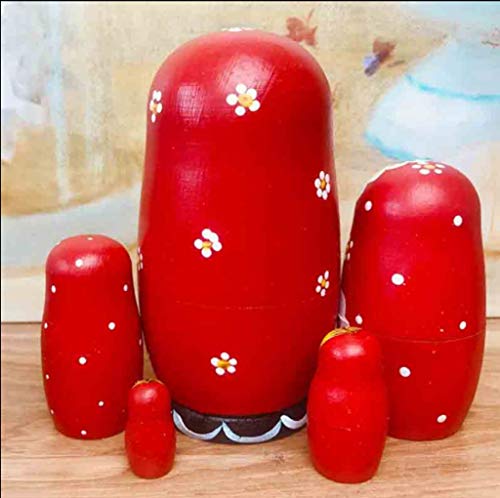 LUAN Matrioska Matryoshka Stacking Nesting Set Niños Hecho a Mano Juguetes Kids Room Halloween Wishes Gift Newing Dolls Muñecas Rusas Matrioska (Color : Red)